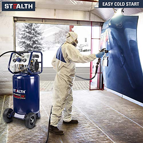 Image of STEALTH 20 Gallon Air Compressor, Ultra Quiet, Oil-Free and Long Life Cycle,1.8 Hp Large Air Compressor with Rubber Wheels (Blue, SAQ-12018)