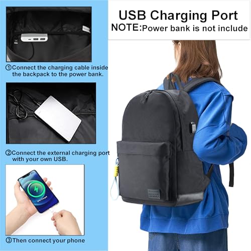 Image of SUPACOOL Casual Laptop Backpack for Men and Women, Backpack for College, USB Charging Port, Lightweight Pack Back
