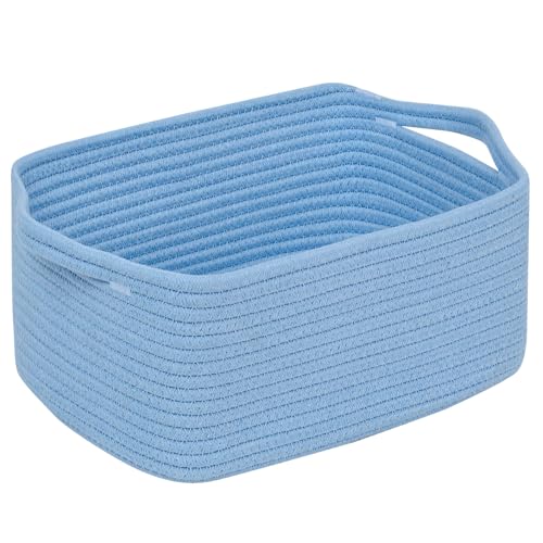 CubesLand Cute and Durable Small Cotton Rope Basket for Organizing, Woven Closet Storage Bin,Shelves Closet Storage Basket, Bathroom Storage Organizer Bin, Nursery Toy Basket Bin, Black Basket