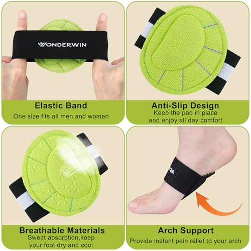 Arch Support Compression Sleeves, 3 Pairs, Cushioned Foot Relief for Plantar Fasciitis and Fallen Arches, Black/Green4