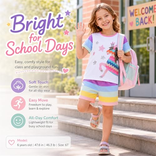 Image of VIKITA girls summer clothes toddler tshirts & shorts clothing sets cute birthday gifts for little kids
