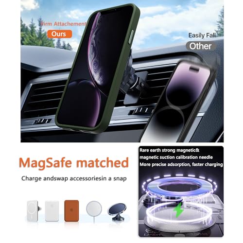 Image of Magnetic iPhone 16 case,Compatible with Magsafe, Military-Grade Protection,Slim Translucent Matte Shockproof with Anti-Scratch Anti-Fingerprint Phone Cover (Blackish Green, iPhone 16)