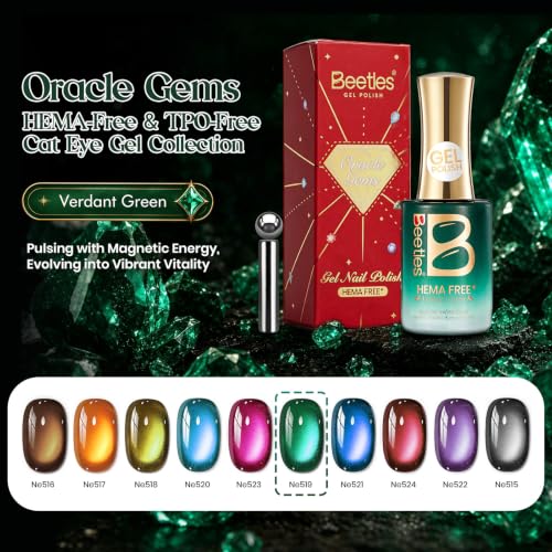 Image of Beetles Verdant Green Cat Eye Gel Polish, 15ml Deep Emerald Magnetic Nail