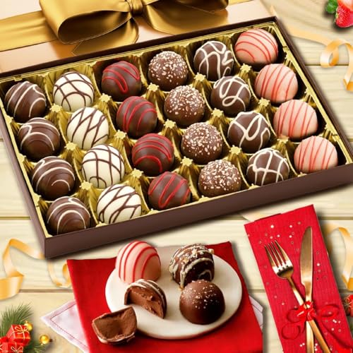 Image of WINNI - Premium 24 Pcs Truffle Chocolates Gift Pack | Handmade Belgian Dark Chocolate Gift Box For Birthday, Anniversary, Valentine's Day, Girls, Boys, Partner, Couple, Girlfriend, Boyfriend, Kids | Chocolate Bouquet Hamper | Imported Chocolates | Return Gift