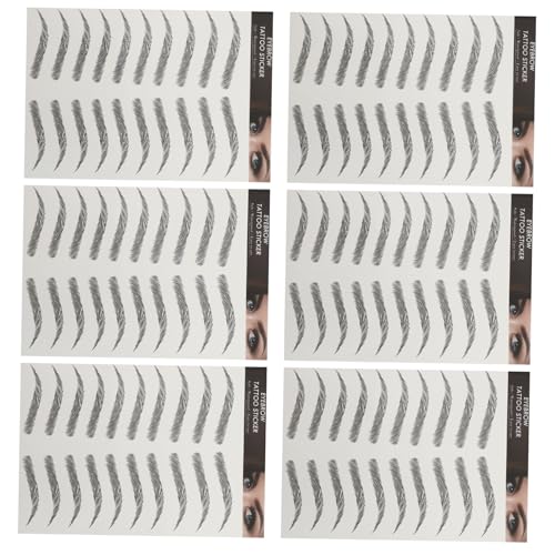 OATIPHO 6枚 防水眉毛転写シール 自然な髪質感 時短簡単装着 男女兼用アイブロウステッカー 顔用貼るシールでプロ風眉毛形成