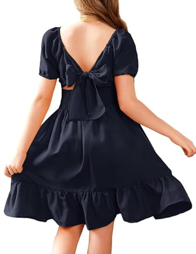 Arshiner Mädchen Kleider Sommerkleid zum Binden hinten kurzärmelig elegant schulterfrei Prinzessin Geburtstag Kleid festkleid cocktailkleid Disco Kleid Kinder mit Rüschensaum Marineblau 140 Arshiner Mädchen Kleider Sommerkleid zum Binden hinten kurzärmelig elegant schulterfrei Prinzessin Geburtstag Kleid festkleid cocktailkleid Disco Kleid Kinder mit Rüschensaum Marineblau 140