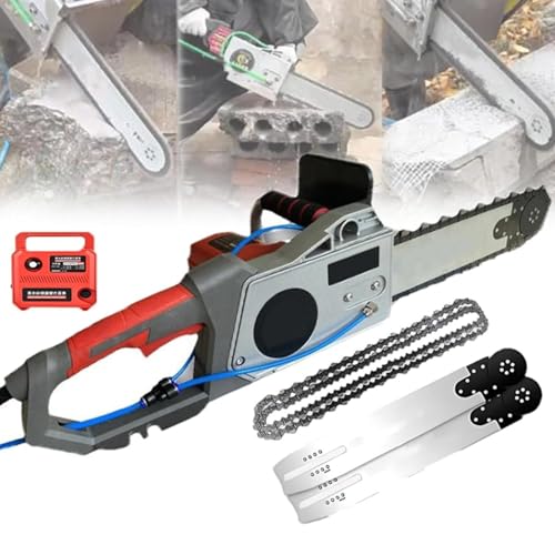 Hydravex Motosierra eléctrica para hormigón, Motosierra de Mano para Cortar Paredes de Granito, hormigón y mármol, Equipo Industrial para Cortar hormigón con 2 Cadenas y 2 Barras guía Depth48cm