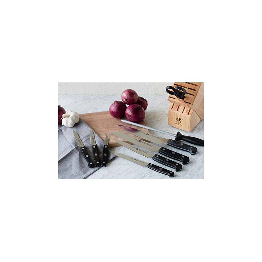 ZWILLING Gourmet 10-pc Knife Block Set, Natural Wood Block, Made in Germany