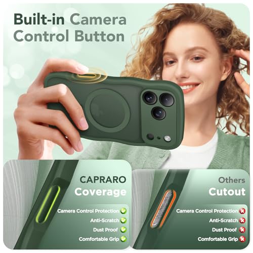 Coque iPhone 17 Pro Wave de CAPRARO en vert profond mat et compatible MagSafe - 5