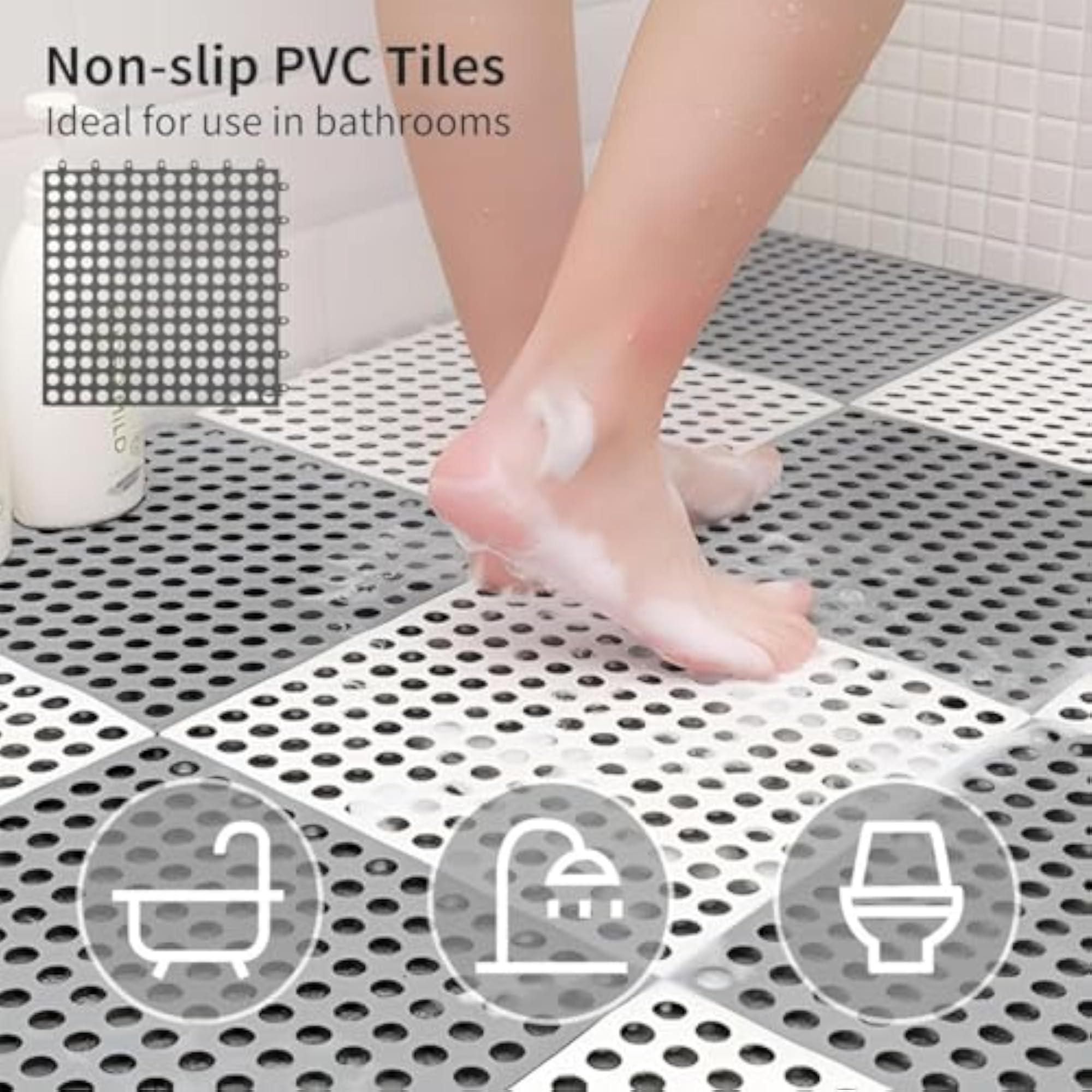 Interlocking Soft PVC Non-Slip Shower Floor Mat