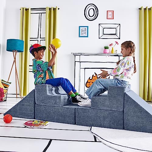Image of Yourigami Kids and Toddler Play Gym, Playroom Couch Set, Durable Modular Design, Blue Lagoon