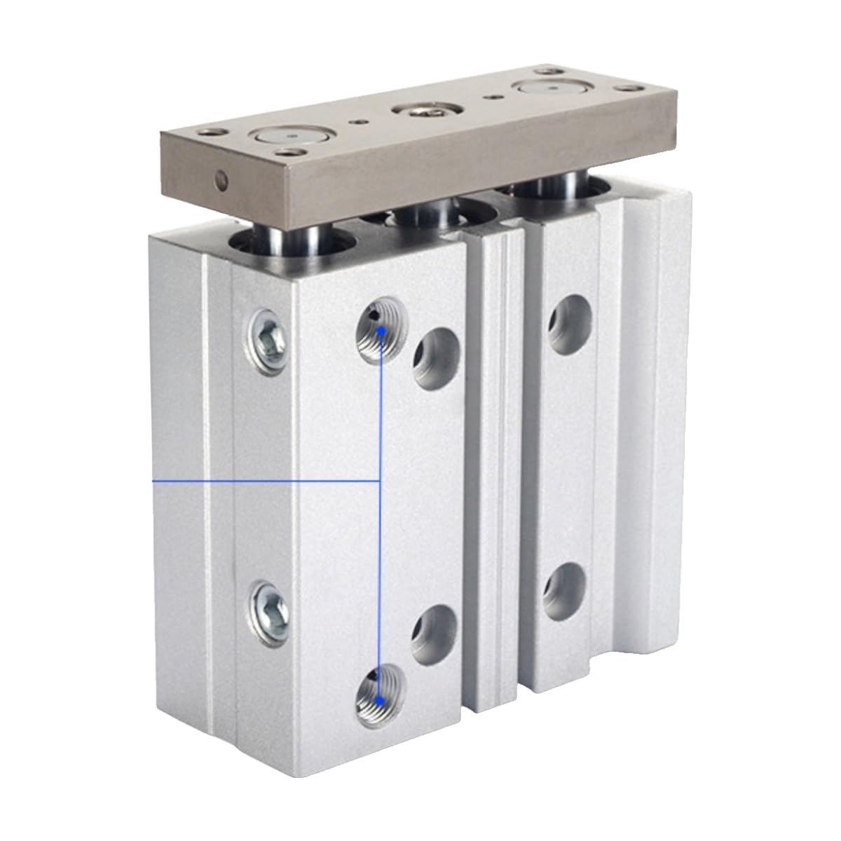 Cylindre pneumatique TCM16X10 à trois tiges de guidage pour guidage précis