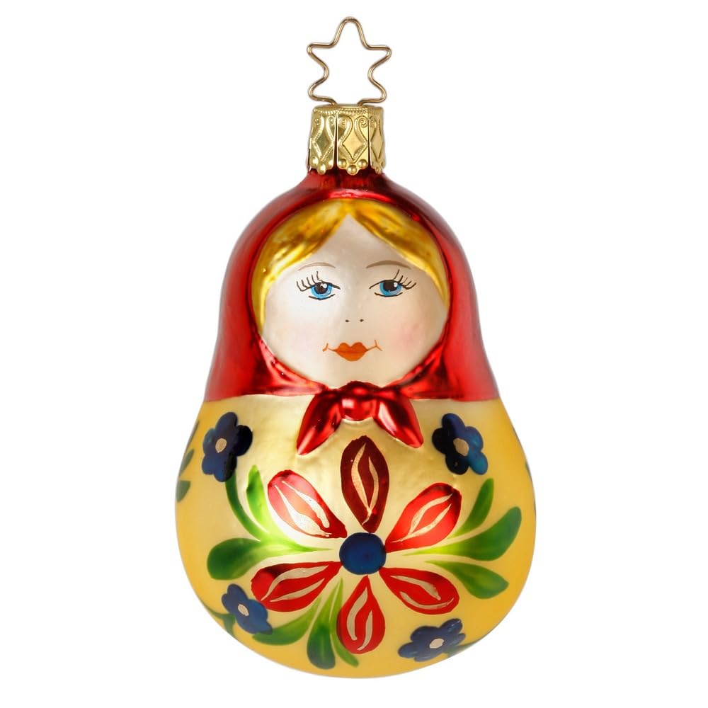 Inge-glas - Christbaumschmuck, Weihnachtsbaumschmuck - Matroschka - Glas - Farbe: Mehrfarbig - Höhe 9 cm