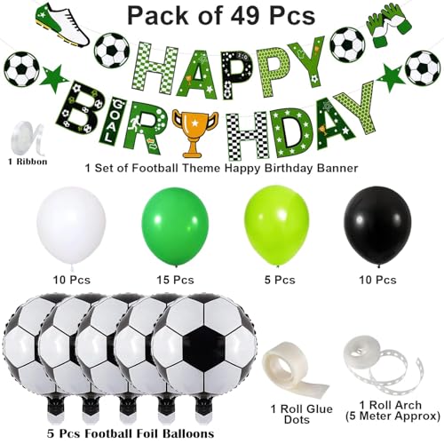 Image of Rozi Decoration Football Theme Birthday Decoration Items Set of 49 Pcs Football Birthday Decoration Items | Happy Birthday Decoration Items for Kids | Sport Theme Birthday Decoration