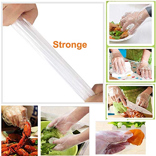 Plastic Gloves Disposable - Clear Disposable Gloves Large or Medium Size, 400PCS Work Gloves for Food Service, Cooking, Cleaning, Hair Coloring, Painting