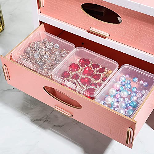 Image of 6 Pieces Mini Plastic Clear Beads Storage Containers Box for Collecting Small Items, Beads, Jewelry, Business Cards, Game Pieces, Crafts (2.48 x 2.48 x 1.57 Inch)