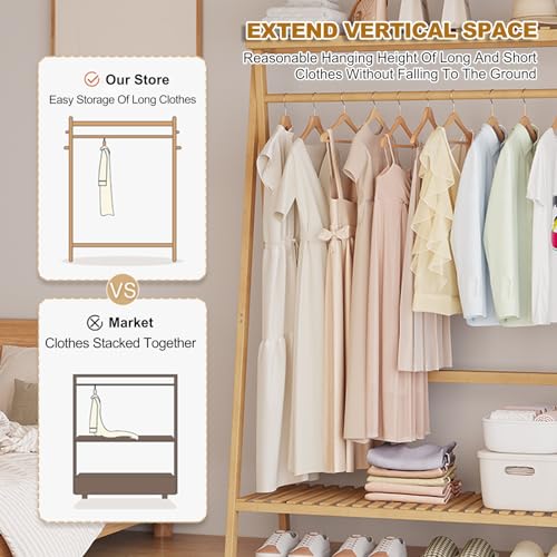 Perchero de madera maciza amarillo de 100 cm con barras verticales para ropa interior 5