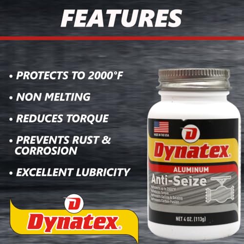 Image of Dynatex Aluminum Anti-Seize 4 oz Can - General Purpose, Prevents Galling Seizing Corrosion, High Heat & Pressure Resistant, Aluminum & Graphite (4-Pack)