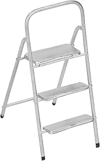 Dollhouse 3 Steps Ladder, Metal Rustproof DIY Decoration 1/12 (Silver)