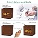 MICARSKY Wooden Digital Alarm Clock Cube Little Clock, LED Table Clock USB Powered for Heavy Sleepers, Kids, Bedrooms with Adjustable Brightness Voice Control, Brown………