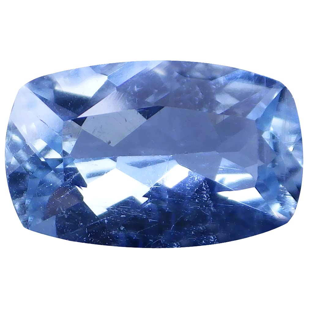 Aigue-marine de 0.97 ct non chauffée taille coussin 9 x 6 mm, véritable gemme bleue
