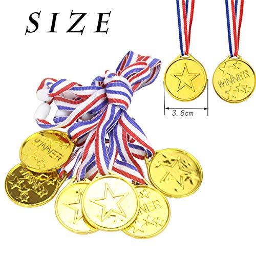 YuChiSX 24 Pcs Trophées Médailles Ensemble ,Lot de 12 Mini Trophées Dorés,12 Pcs Vainqueur Médailles Idéal comme Cadeau… - Image 4