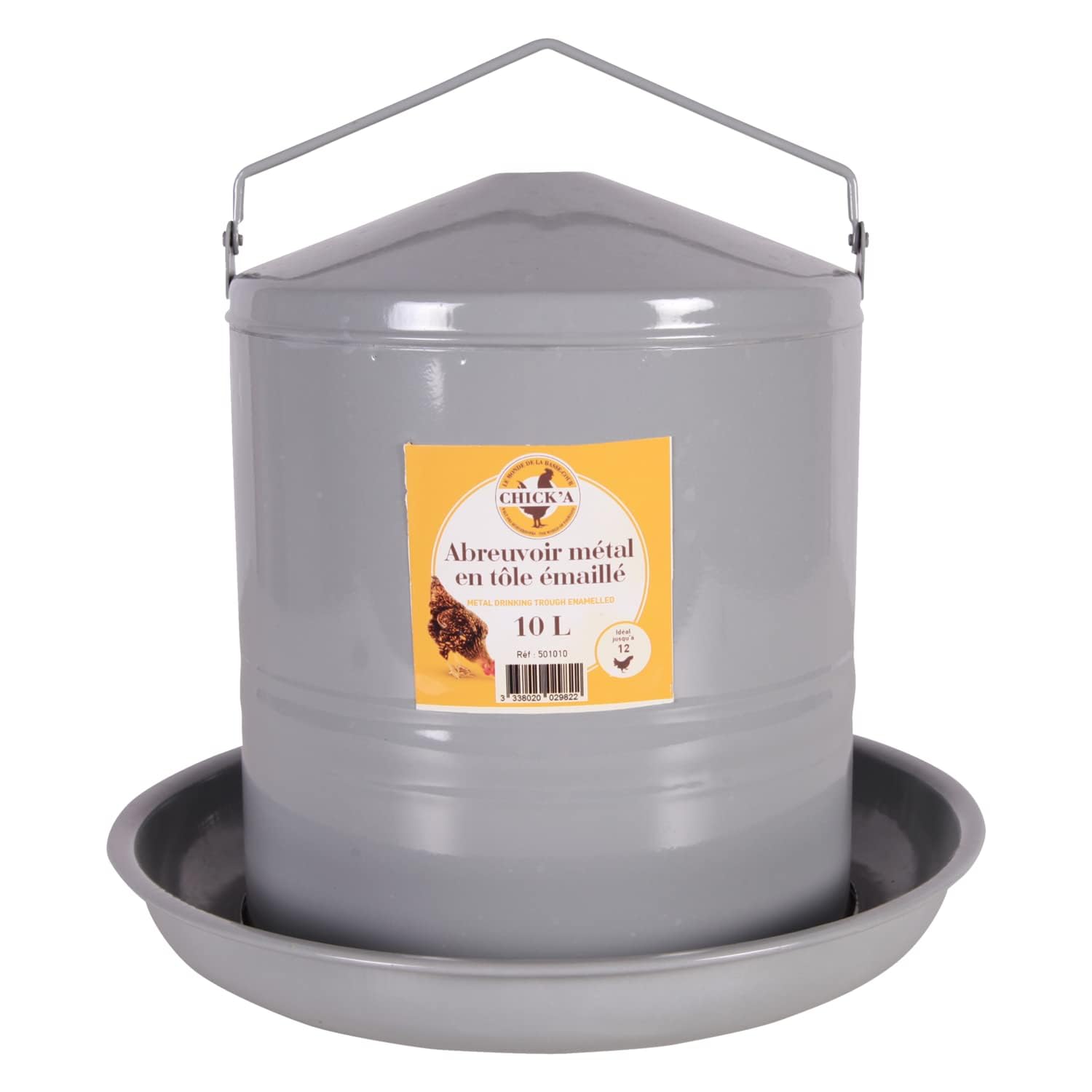 horizont CHICK'A Geflügeltränke Hühnertränke 10 l, Metalltränke, automatische Tränke für Hühner oder Geflügel, perfekt als Wassertränke oder Wasserspender, Das Zubehör für Ihren Stall