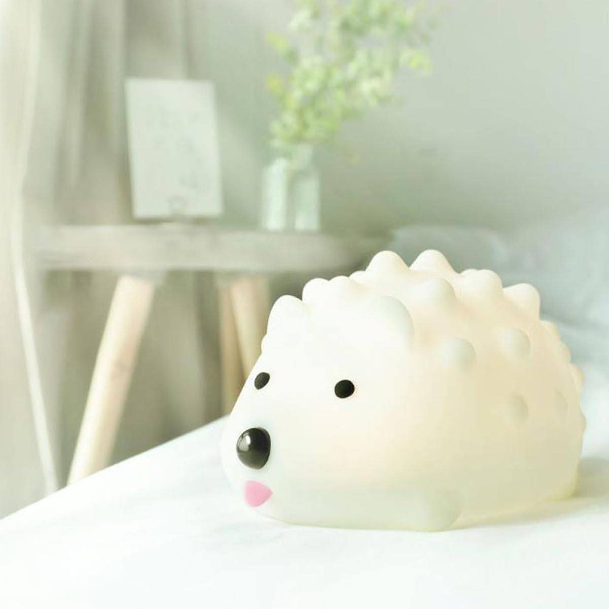 BESPORTBLE Lámpara de Noche USB Sensor Táctil Luz LED Rgb Ajustable Diseño de Erizo de Silicona Suave Lámpara Decorativa para Dormitorio y Habitación Infantil
