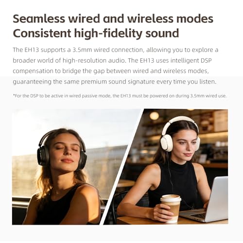 FiiO EH13 Wireless Noise Cancelling Headphones, 42dB Hybrid ANC Bluetooth Over-Ear Headphones, 45H Playtime, Foldable Headphones for Travel, Work & Commuting (Black) - Image 6