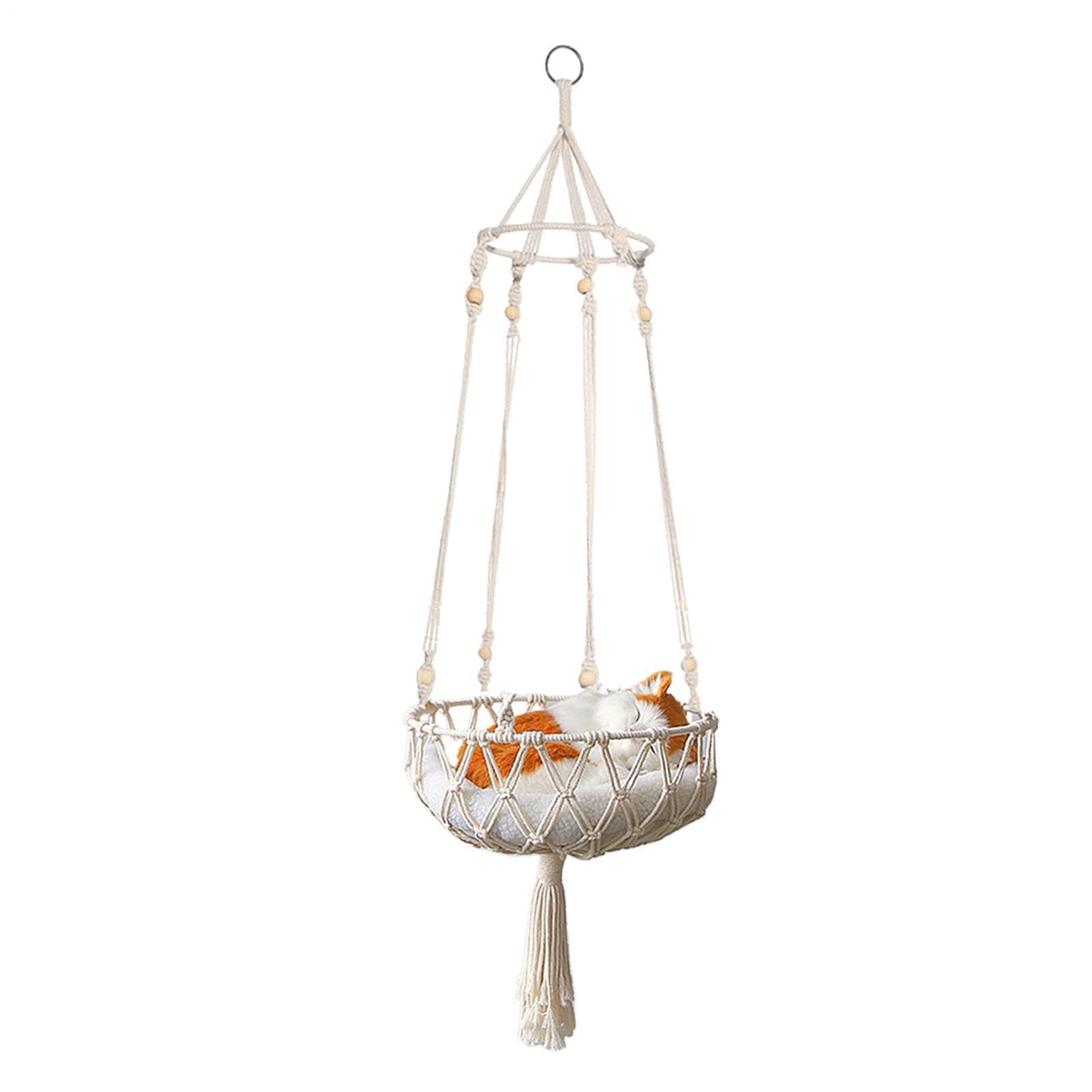 Katzenhängematte aus Baumwolle - Boho Macrame mit gemütlichem Tierbett | Kreative langlebige Indoor-Katzen im modernen Design zum Schlafen, Spielen, Klettern
