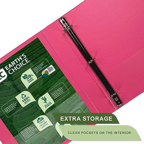Image of Samsill Plant-Based 1.5 Inch Durable Round Ring, View Binder, Eco-Friendly, USDA Certified Biobased, Single, Bright Pink