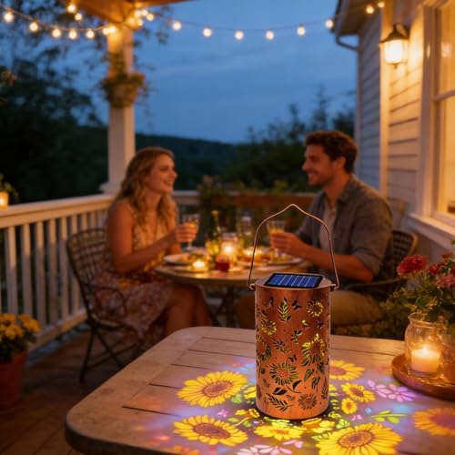 Linterna solar girasol impermeable para iluminar jardines oscuros sin cables 2