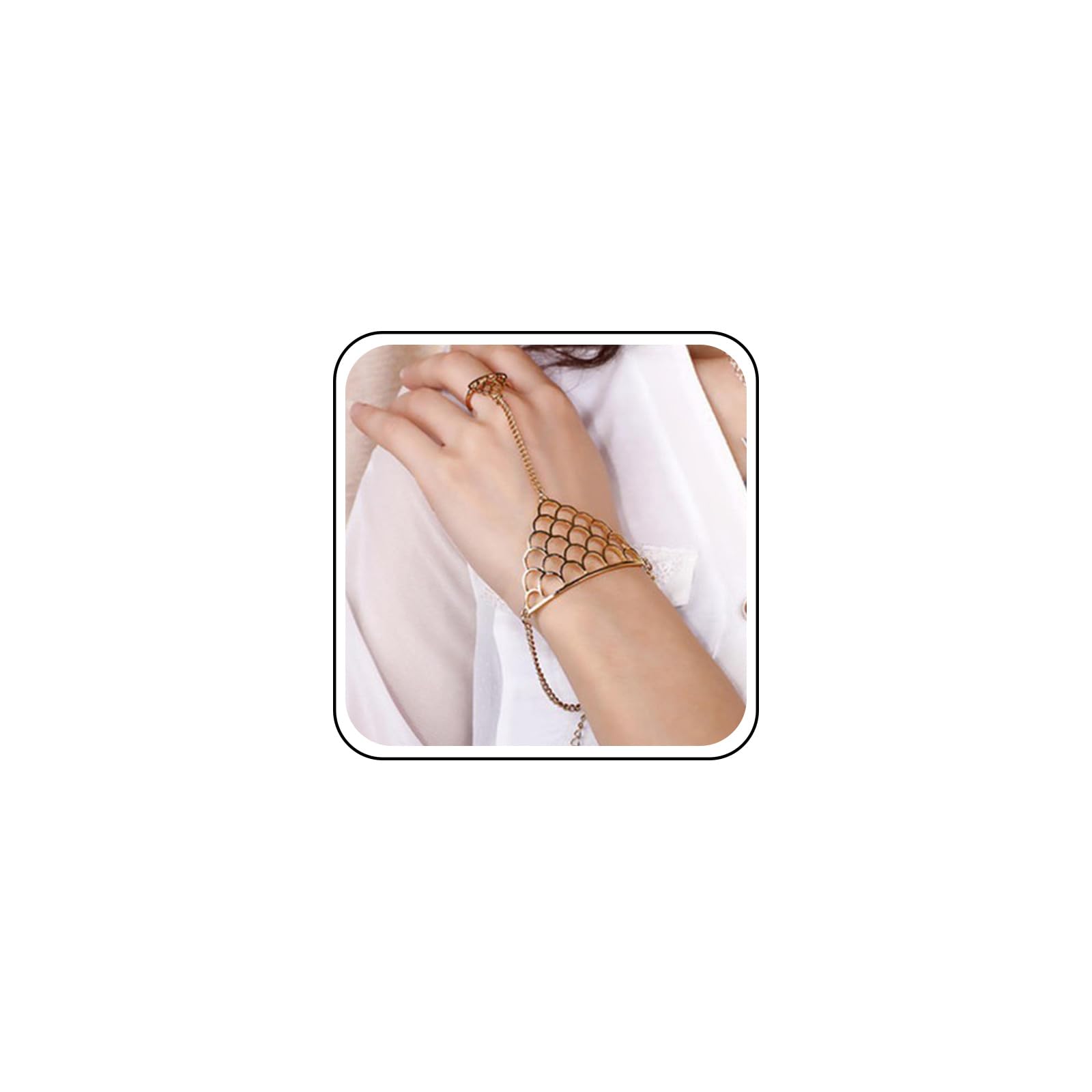 Boho Triangle Finger Ring Bracelet Gold Slave Chain Bracelet Geometric Ring Wrist Bracelet Vintage Hand Chain Bracelet Jewelry for Women