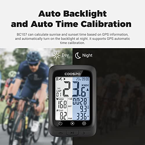 Image of COOSPO Bike Computer GPS Wireless, ANT+ Cycling Computer GPS with Bluetooth, Multifunctional ANT+ Bicycle Computer GPS with 2.4 LCD Screen, Bike Speedometer with Auto Backlight IP67
