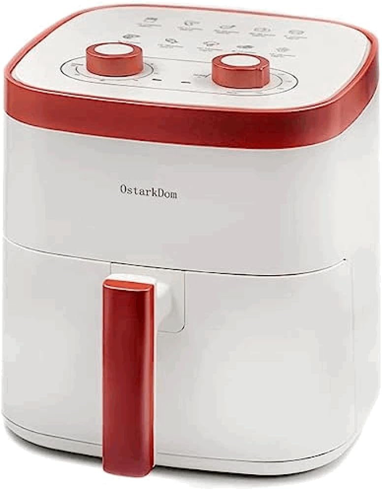 Ostark Dom Friggitrice ad aria senza olio 5L con pulsante girevole, 1400 W, regolabile fino a 200 °C, timer 60 minuti Ostark Dom Friggitrice ad aria senza olio 5L con pulsante girevole, 1400 W, regolabile fino a 200 °C, timer 60 minuti
