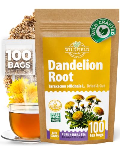100 Bags Dandelion Root Tea Dandelion Tea Herbal (Taraxacum Officinale) - 100 Count 1.5g Bags Dried Herb Raíz De Diente De León