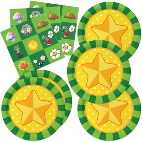 40Pcs Plants Zombies Birthday Party Decorations Plant Game Theme Birthday Paper Plates and Napkins Supplies Plants Zombies Party Decorations