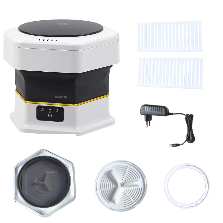 Image of Electric Semi Automatic 16L Foldable Mini Washing Machine with Dryer 3 Modes Deep Cleaning With Spin Basket Portable Machine for Travel, Apartment, Dorm, Baby cloths, Socks, Towel (Big)