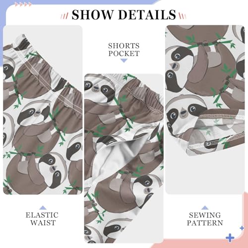 ZZXXB Cute Cartoon Sloth Boys Long Pants Soft Trousers Elastic Waist Kids Lounge Bottoms with Pockets S-XL4