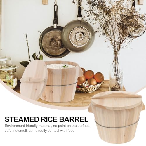 DOITOOL Wooden Steaming Bucket Natural Wood Rice Barrel with Moveable Bottom for Faster Steam Cooking No Odor Handcrafted Traditional Steamer for Canteen and Restaurant Use - Image 4