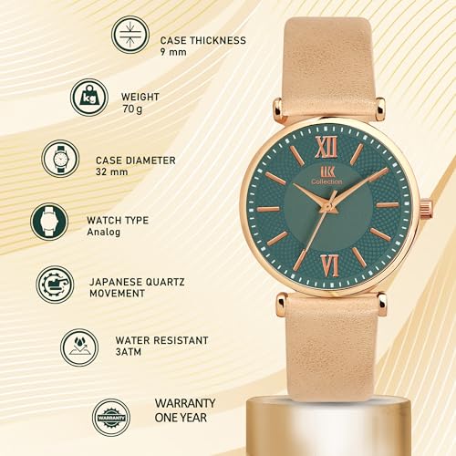Image of IIK COLLECTION Watches for Women Round Dial |Analogue Quartz Movemnet Ladies Watch|Long Battery Life|Leather Bracelet Strap|Buckle Lock Clasp Safety Watches for Girls
