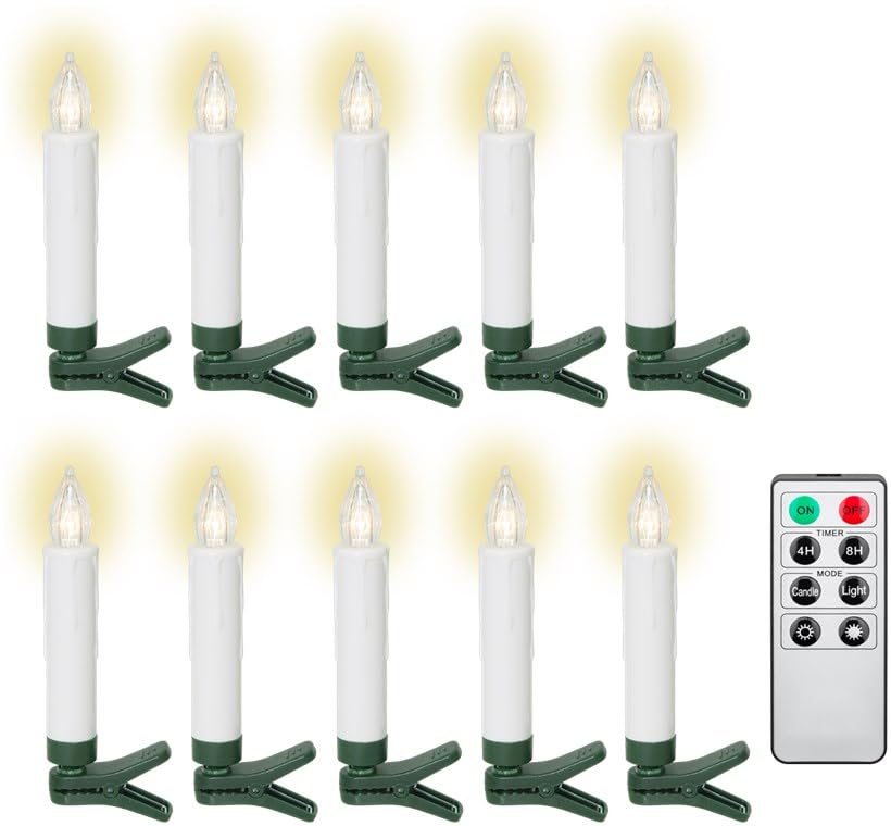 Bougies d'arbre de Noël LED sans fil Goobay dimmables avec pinces | Lot de 10