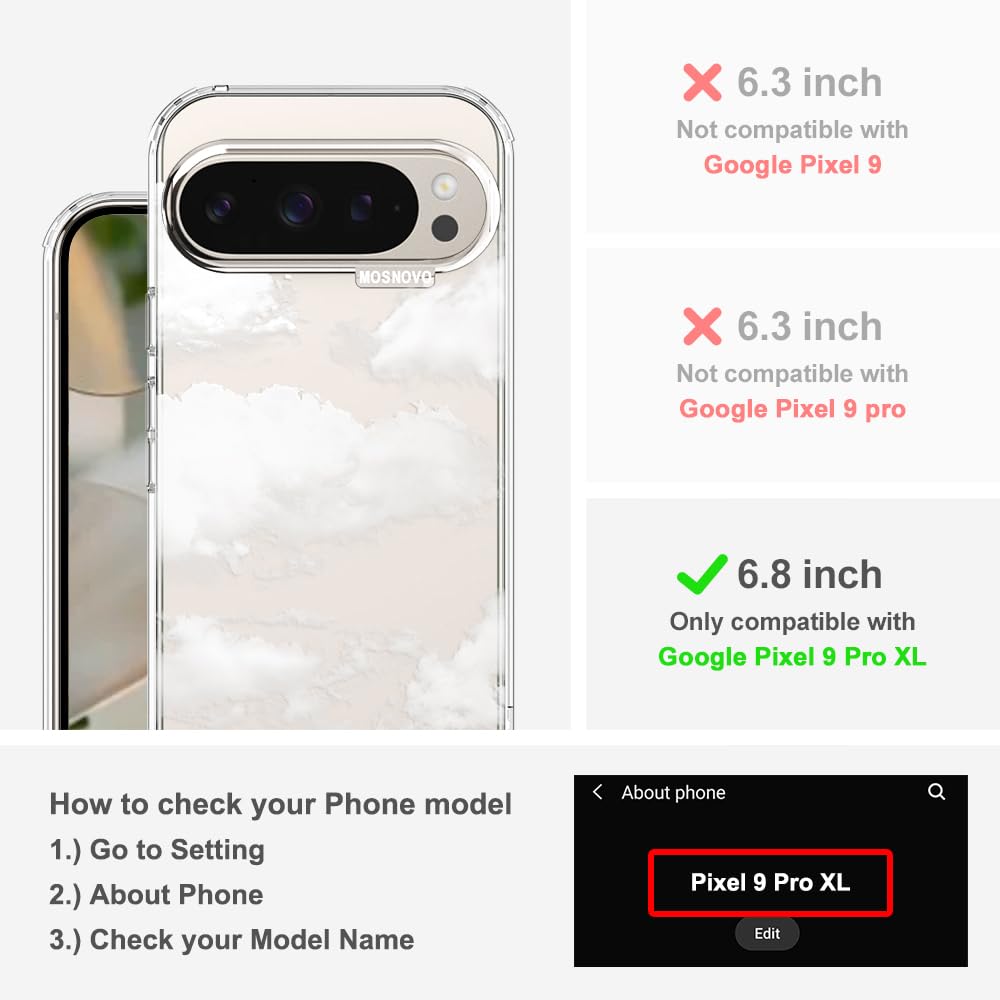 MOSNOVO Case for Google Pixel 10 & Pixel 10 Pro, [Buffertech 6.6ft Military-Grade Drop Protection] [Anti Peel Off Tech] Clear TPU Bumper Phone Case Cover Design - Cute Cherry — view 477