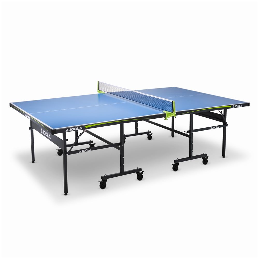 JOOLA Outdoor Table Tennis – Multi-Use Concrete Wood Look Dining & Conference Table – Includes Steel Frame, Net Set & Hybrid Ping Pong Design