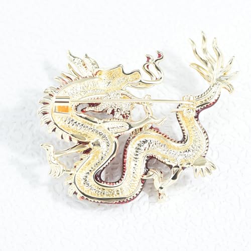 Image of Vintage Crystal Dragon Brooch Lapel Pin Decorative Safety pins for Clothing Rhinestone Animal Brooch Jewelry