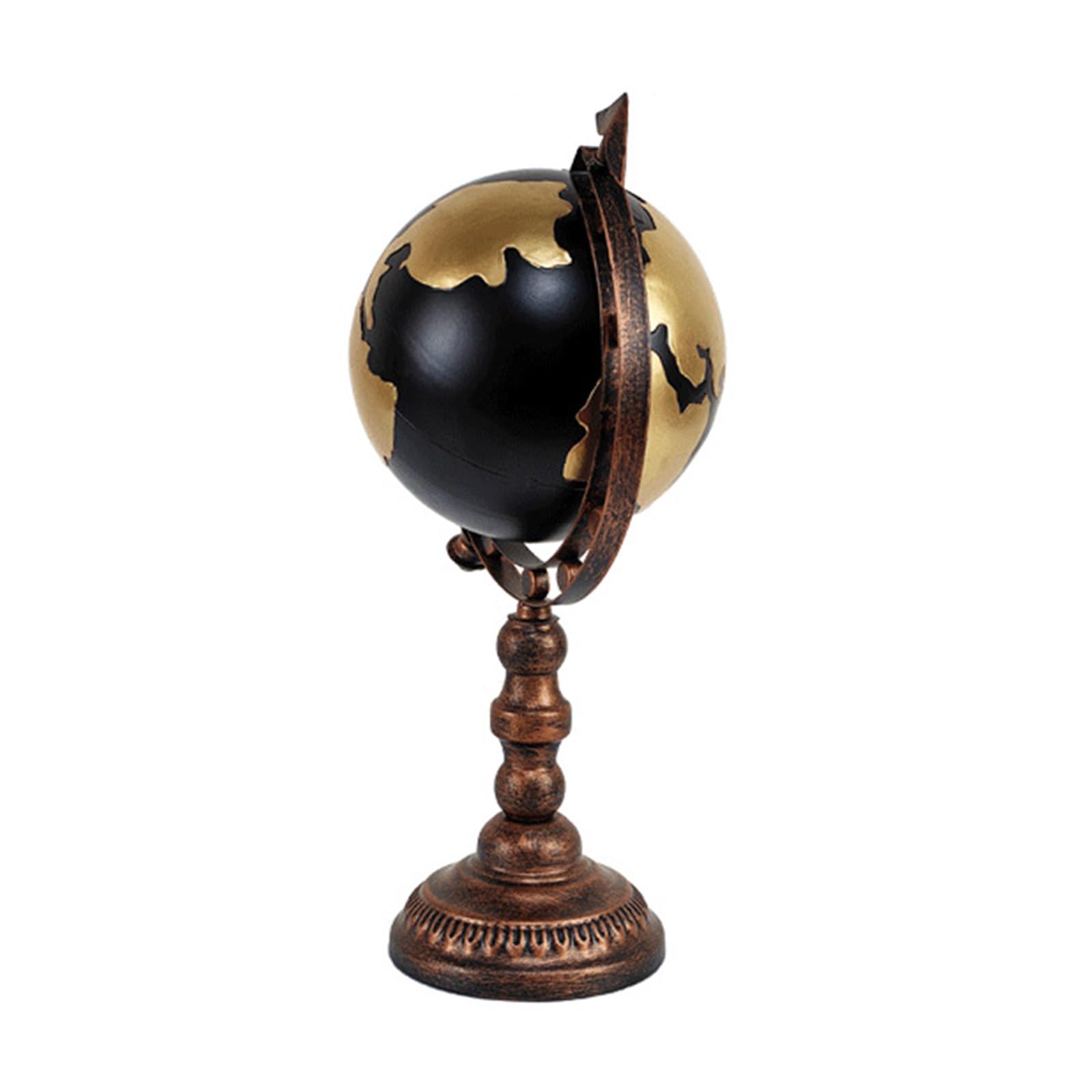 QWQJ Iron Globes Sculpture with Stand Base Rotating World Globes Ornament for Travel Enthusiasts and Geography Lover