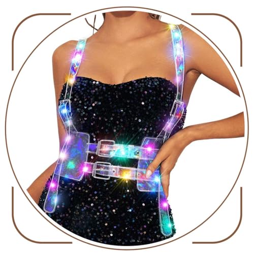Nicute LED Waist Harness Belt Light Up Wide Harness Belt Fashion Waist Strap Disco Rave Adjustable Accessory Belts for Women