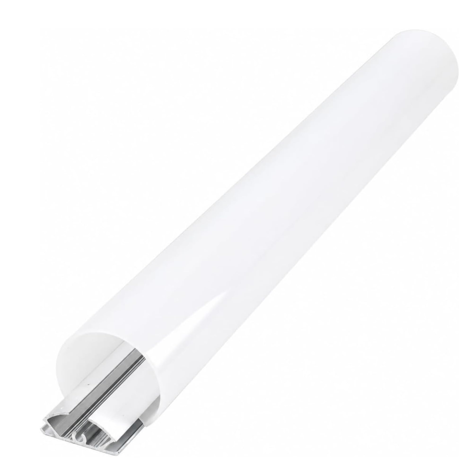 Jandei Confezione da 4 profili in alluminio da 1 metro per installare strisce LED sospese o in superficie, tubo per luci, copertura traslucida Ø 31,7 mm, tappi finali e viti