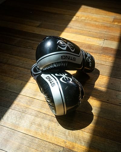 Image of STING Boxing - Armalite Boxing Gloves | for Competition & Training (10OZ, Black /Silver)