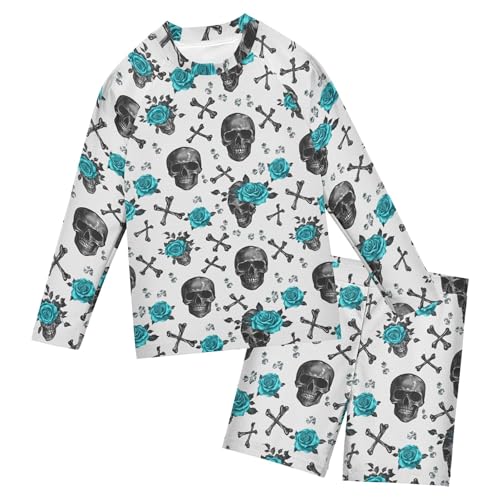 Skull Flower Baby Boys' Toddler Long Sleeved Rashguard Swim Bathing Suit Set B0404483